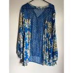 NEW ODDY blue floral crochet button front flowy tunic top sz 3X boho cottage lac Photo 5