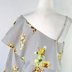 Lumière New Floral Striped One Shoulder Long Sleeve Shirt Grey Multi Photo 8