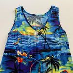 Vintage Hawaiian Tropical Print Vacation Mini Dress Swim Coverup Size Small Blue Photo 1