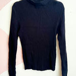 Preview International Vintage Black Ribbed Turtleneck Sweater Classic Preppy Minimalist Goth XL Photo 0