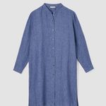 Eileen Fisher  Washed Organic Linen Delave Shirtdress in Blueberry Size PP 2P-4P Photo 5