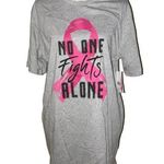 BREAST CANCER AWARENESS GRAY & PINK "NO ONE FIGHTS ALONE" TEE MEDIUM Photo 0