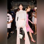 Cushnie Mock Neck Open Knit Fringe Cropped Sweater Runway Pink Size M Photo 14