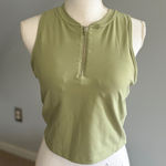 Danskin  Active Tank Top Olive Green‎ Sleeveless Zip Up Athletic Large Photo 0