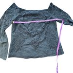 Intermix  Boho Silk Black Embroidered Angel Sleeves Peasant Blouse Women’s Small Photo 2