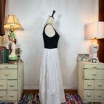 Liz Claiborne Beach babe White Broomstick Maxi Silver Gold Stripe Skirt Sz L Photo 6