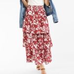 Outerknown  Blue Pink Orange Tiered Maxi Skirt Side Zip Size Small / 26 Waist Photo 1