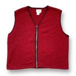 Vintage 90s Coldwater Creek Burgundy Red Wool Knit Sweater Zip Vest Black Trim Size L Photo 7