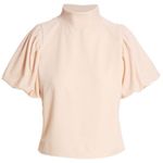 Free People Claudia Velvet Tee Puff Sleeve Mockneck Top Ballet Pink Size XS Photo 1