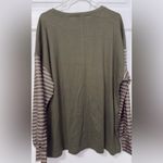 Olive and Beige Striped Women's Long Sleeve Top Green Size 2X Photo 4