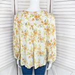 Cupcakes & Cashmere Floral Boho Smocked Peasant Blouse Cream Peach Medium Orange Photo 3