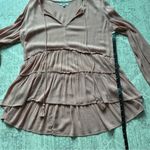 Kenzie Jeans Blush Pink Tiered Boho Coastal Ruffle Long Sleeve Blouse Top Size M Size M Photo 6