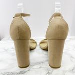 Lulus Taylor Women's Size 7 Beige Faux Suede Ankle Strap Block Heel Sandals Photo 3
