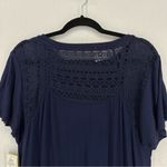 Rewind NWT  Short Sleeve Lace Blouse XL Blue Photo 8