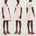 Sandro Dress Esmera Wrap Effect Stretch Knit V-neck Pastel Pink 36 Photo 1