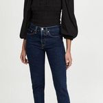 Love The Label Anthropologie Black Smocked Puff Sleeve Blouse Sz.S NWT Photo 1