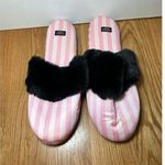 Victoria's Secret Victoria’s Secret Signature SATIN SLIPPERS Pink White Size Large 9-10 NEW Photo 0