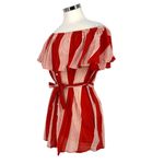 Faithfull the Brand  Amalfi Rust Red Striped Off-Shoulder Dress Size Small Photo 4