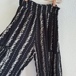 Angie Black Floral Beach Pant Flowy Wide Leg Pants Elastic Waist Pull On Small Photo 2