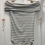 We The Free Free People White & Blue Stripe Off The Shoulder Blouse Photo 1