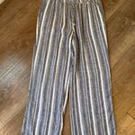 Briggs linen blend pants blue striped drawstring elastic waist Women’s size M Size M Photo 5