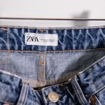 ZARA NEW Women's Straight Leg Cotton Distressed Mid Rise Denim Jeans Blue 2 Photo 1