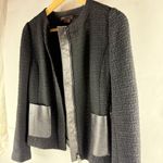 Vince Black Tailored Wool Blend Faux Leather Zip-up Jacket, Sz 2 Photo 3