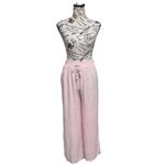 Salty Lemon  Pink Gauze Palazzo Wide Leg Pants Women’s L Beach Coastal Boho Hippie Photo 1