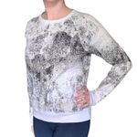 Lucy Activewear  White Gray Splatter Blizzard Print long sleeve pocket sweatshirt Photo 3