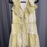 ALLSAINTS Mini Dress Women's 2 Green Snake Print Sleeveless Ruffled Hipster B47 Photo 3