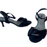 Fioni Nights Satin Kitten Heel Sandals Womens Size 8.5 Strappy Y2K Glam Cocktail Black Photo 0