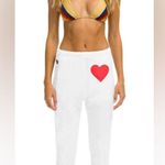 Aviator Nation  White Joggers with Red Heart Photo 0