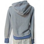 American Eagle Y2K  Outfitters Striped Blue Hoodie Distressed Raw Hem Size small Photo 4