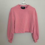 Women’s IVL COLLECTIVE Pink Cropped Sweater, Long Puff Sleeve, Size 6 Photo 0