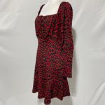 Lipsy London New Lipsy Animal Print Square Neck Mutton Long Sleeve Mini Dress Red Size 8 Photo 7