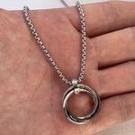 Multi Circle Pendant Necklace for Men Women,Streetwear Hip Hop Punk Unisex Style Silver Photo 2