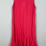 Terzo Millennio Linen Dress Womens Small Coral Red Ruffle Lagenlook Tank Italy S Photo 2