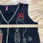 Holiday Time Vintage  Christmas Sweater Vest Gifts Presents Bulbs Size XL Black Photo 6