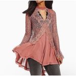 Free People  Tell Tale Dusty Mauve Lace Tunic Dress Size‎ Small Photo 11