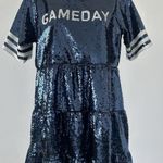 NWT! Sz: M Navy White Tiered Sequin GAME DAY Dress by Francesca's Spirit (b21) Blue Size M Photo 0