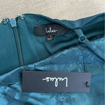 Lulus Simply Stunning Dark Teal Embossed Satin Jacquard Floral Dress NWT Small Photo 5