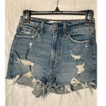 Abercrombie & Fitch  Mom Shorts Distressed High Rise Denim Blue Size 24 Photo 0
