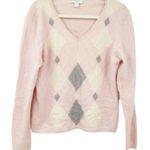 Charter Club Womens Fall Barbiecore Preppy Argyle 100% Cashmere Sweater Size PL Photo 0