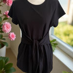 PEA IN THE POD Black Short Sleeve Maternity Tieable Top Size Medium Photo 0