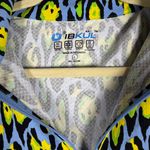 IBKUL GEMMA Periwinkle Multi Leopard Long Sleeve Mock Golf Shirt Size Large Green Photo 11