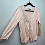 Cable & Gauge Soft Pink Beaded Womens Cardigan Sweater Medium Workwear Soft Girl Photo 4