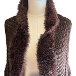 Scarf Shawl Wrap w/ Faux Fur Edging and Pockets Brown Knit CTF Choose the Future Photo 2