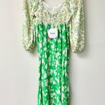 NWT RIXO x Target Daisy Print 3/4 Sleeve Sweetheart Swing Midi Green Women's 6 Photo 4