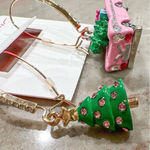 Betsey Johnson  Santa Christmas Tree Pink Car Mismatched Earrings Gold Tone Hook Photo 3