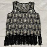 Charlotte Russe Black and gold sequin fringe sheer tank top size medium Photo 0